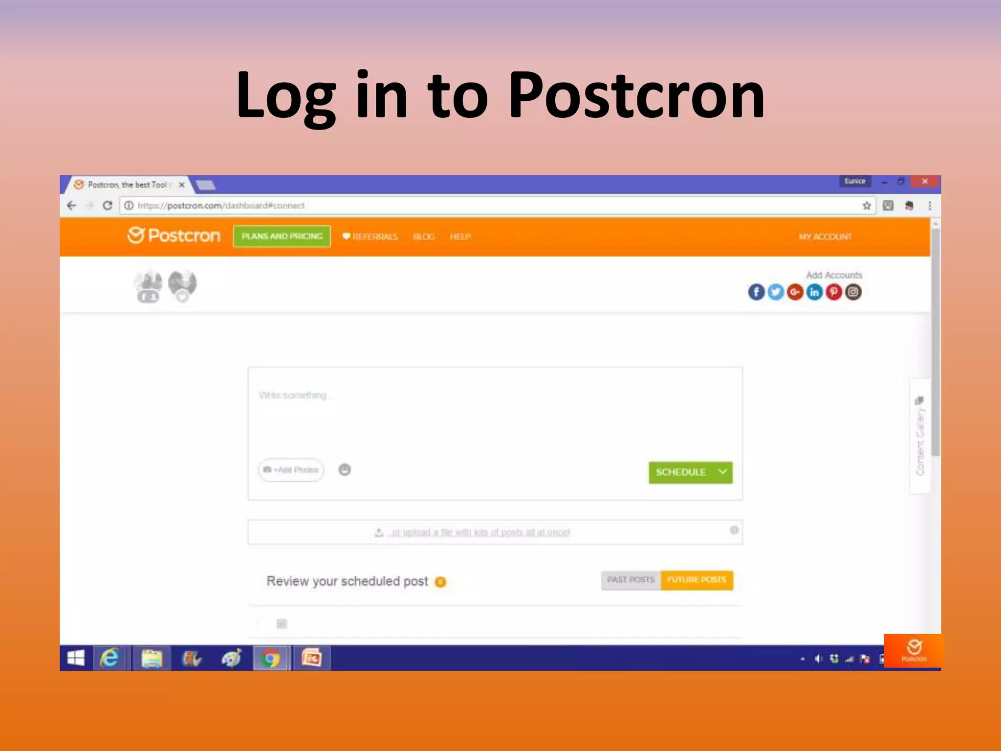 Log in to Postcron
 