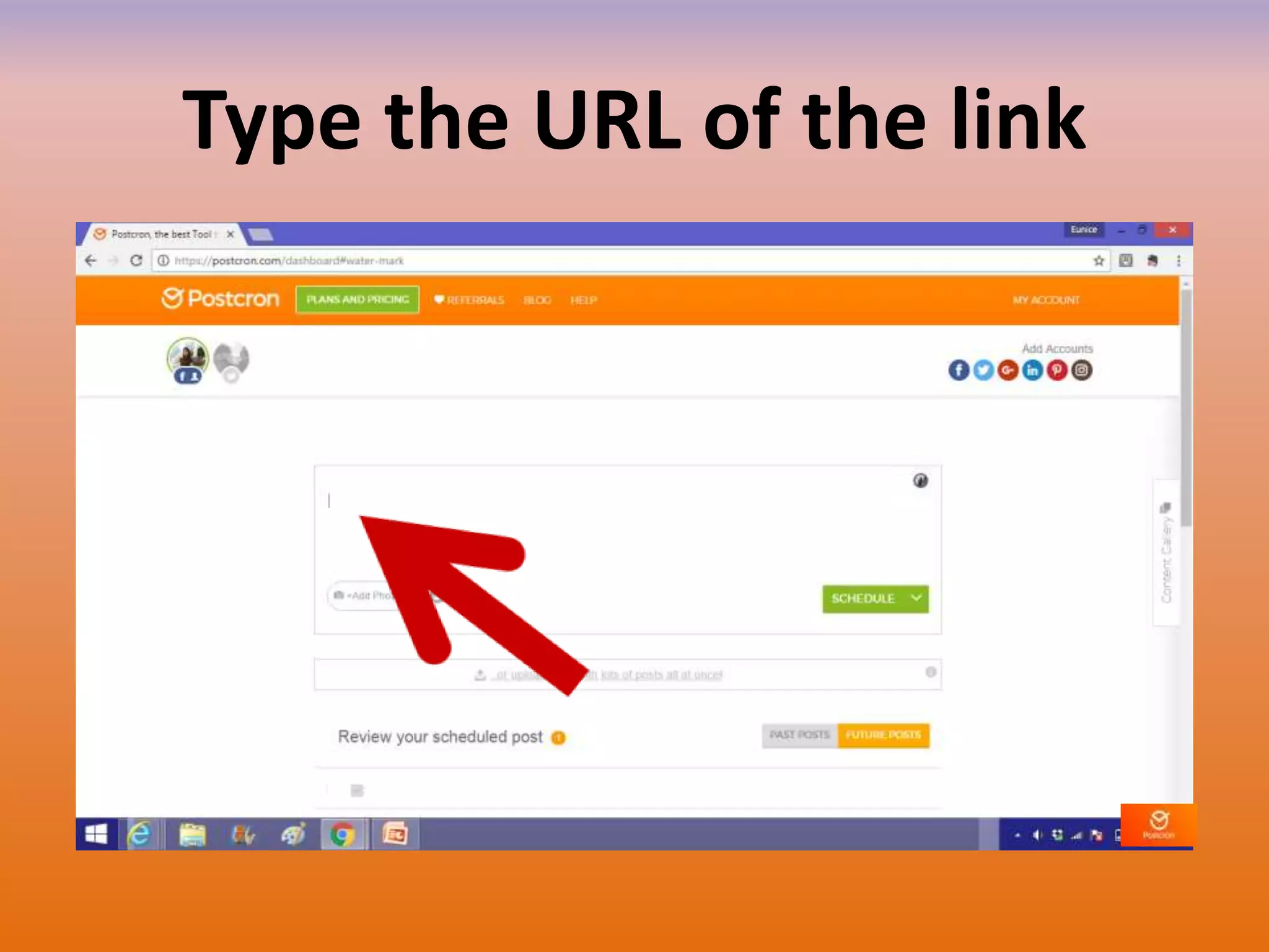 Type the URL of the link
 