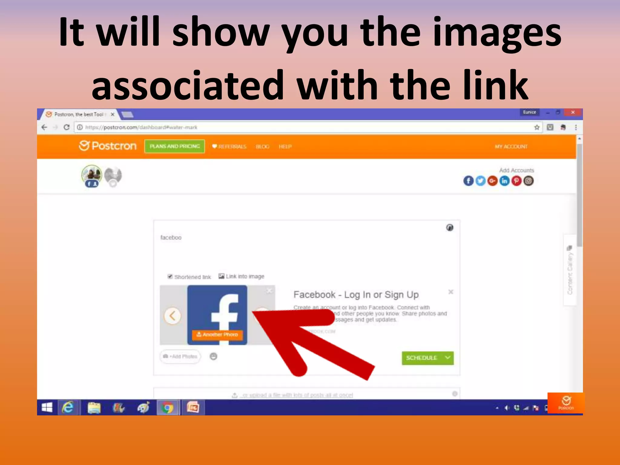 It will show you the images
associated with the link
 