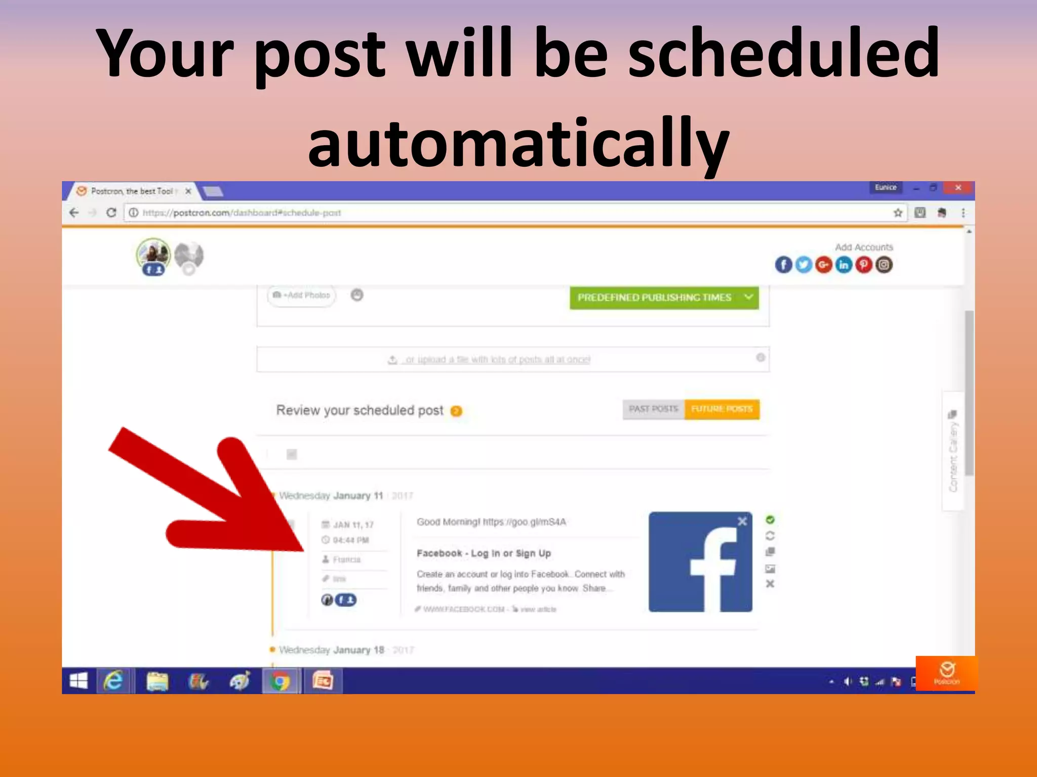 Your post will be scheduled
automatically
 