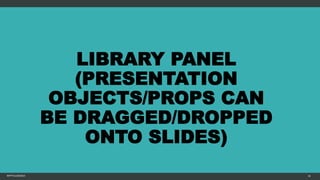LIBRARY PANEL
(PRESENTATION
OBJECTS/PROPS CAN
BE DRAGGED/DROPPED
ONTO SLIDES)
MFTPULIDO2015 34
 