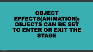 OBJECT
EFFECTS(ANIMATION):
OBJECTS CAN BE SET
TO ENTER OR EXIT THE
STAGE
MFTPULIDO2015 56
 