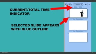 MFTPULIDO2015 67
CURRENT/TOTAL TIME
INDICATOR
SELECTED SLIDE APPEARS
WITH BLUE OUTLINE
 