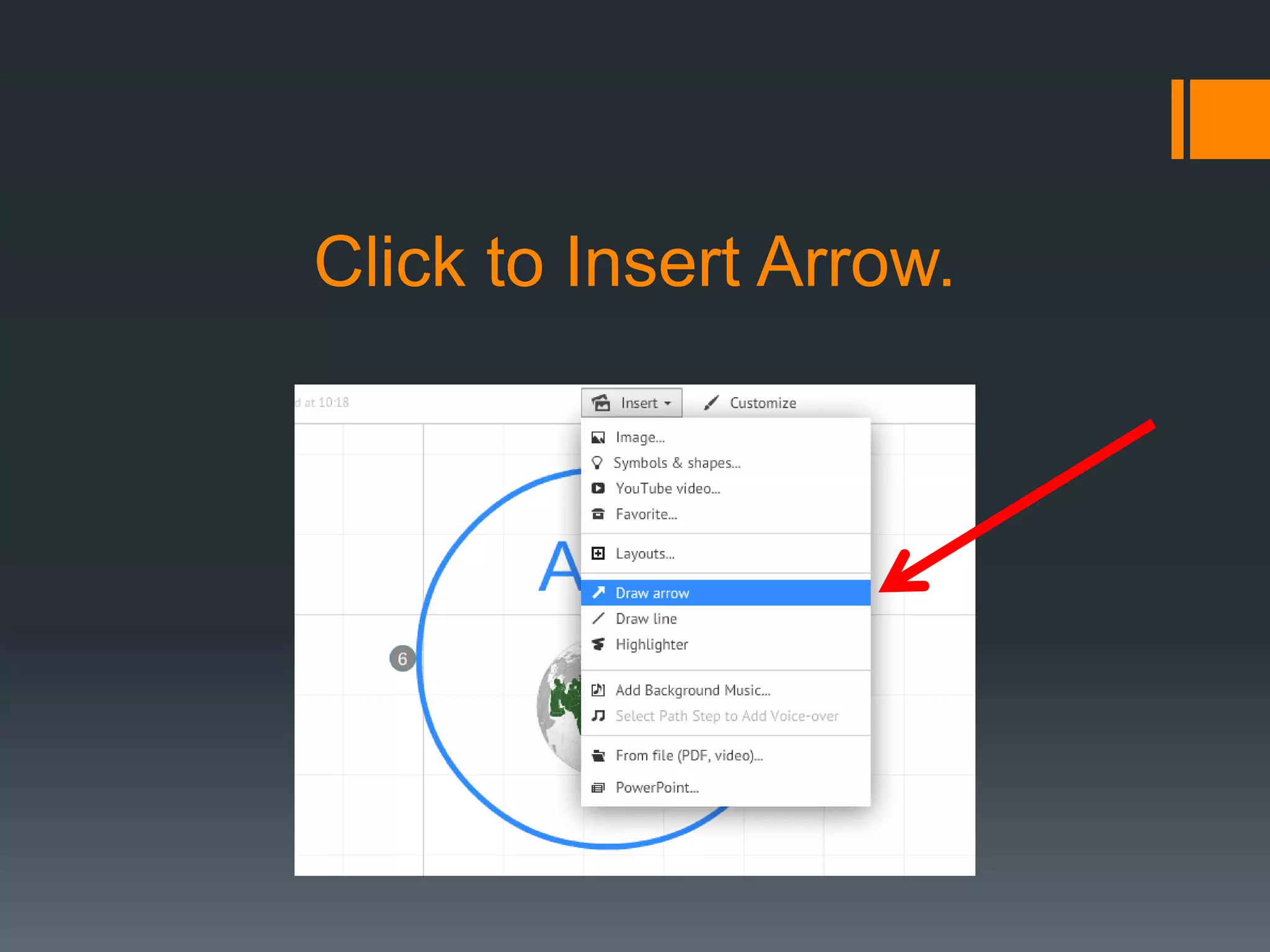 Click to Insert Arrow.
 