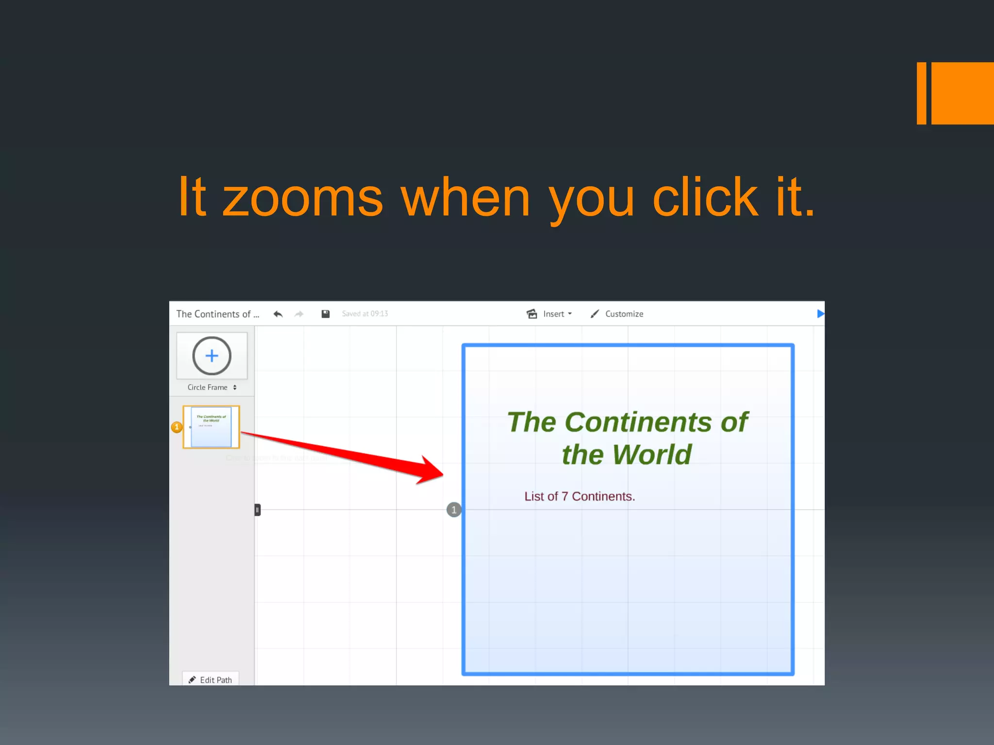 It zooms when you click it.
 