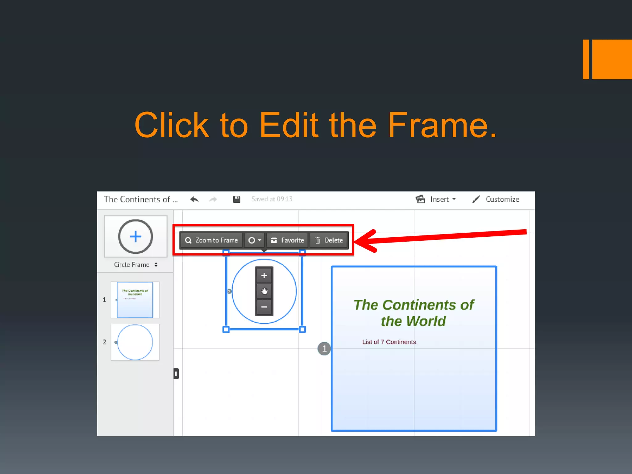 Click to Edit the Frame.
 