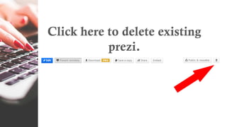 Click here to delete existing
prezi.
 