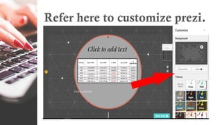 Refer here to customize prezi.
 