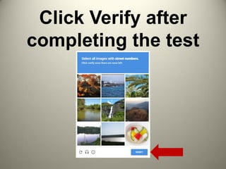 Click Verify after
completing the test
 