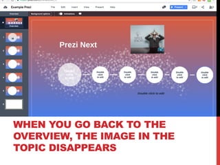 WHEN YOU GO BACK TO THE
OVERVIEW, THE IMAGE IN THE
TOPIC DISAPPEARS
 