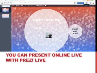 YOU CAN PRESENT ONLINE LIVE
WITH PREZI LIVE
 