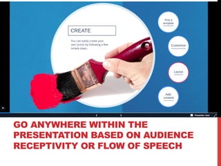 GO ANYWHERE WITHIN THE
PRESENTATION BASED ON AUDIENCE
RECEPTIVITY OR FLOW OF SPEECH
 