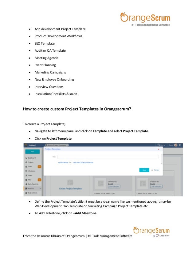 how to use project template in project management app orangescrum