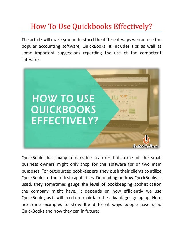 How To Use Quickbooks Effectively?