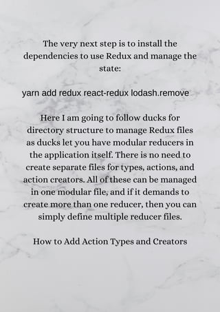 How to use redux with react hooks in react native application | PDF