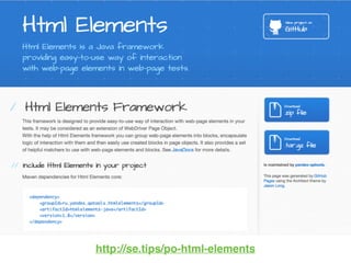 • homepage of project sites; split screen
http://se.tips/po-html-elements
 