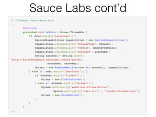 Sauce Labs cont’d
 