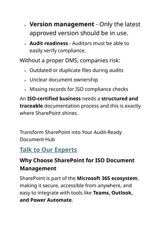 How to Use SharePoint as an ISO-Compliant Document Management System | DOCX