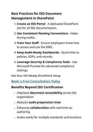 How to Use SharePoint as an ISO-Compliant Document Management System | DOCX