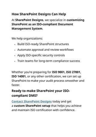 How to Use SharePoint as an ISO-Compliant Document Management System | DOCX