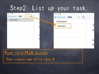 Step2: List up your task.
Push this PLUS button
Then create new child task:D
 