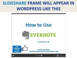 SLIDESHARE FRAME WILL APPEAR IN
WORDPRESS LIKE THIS
 
