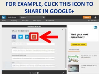 FOR EXAMPLE, CLICK THIS ICON TO
SHARE IN GOOGLE+
 