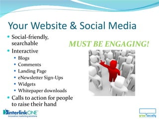 Your Website & Social Media <ul><li>Social-friendly, searchable </li></ul><ul><li>Interactive </li></ul><ul><ul><li>Blogs ...