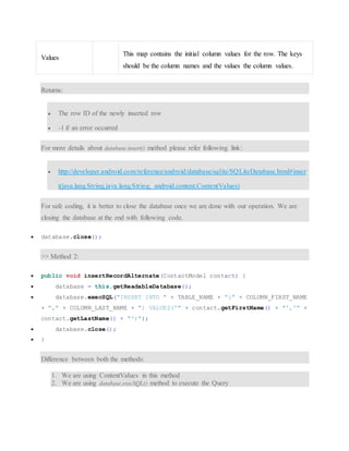 ANDROID USING SQLITE DATABASE ADMINISTRATORS ~HMFTJ | DOCX
