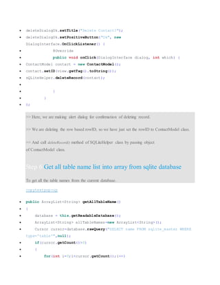 ANDROID USING SQLITE DATABASE ADMINISTRATORS ~HMFTJ | DOCX