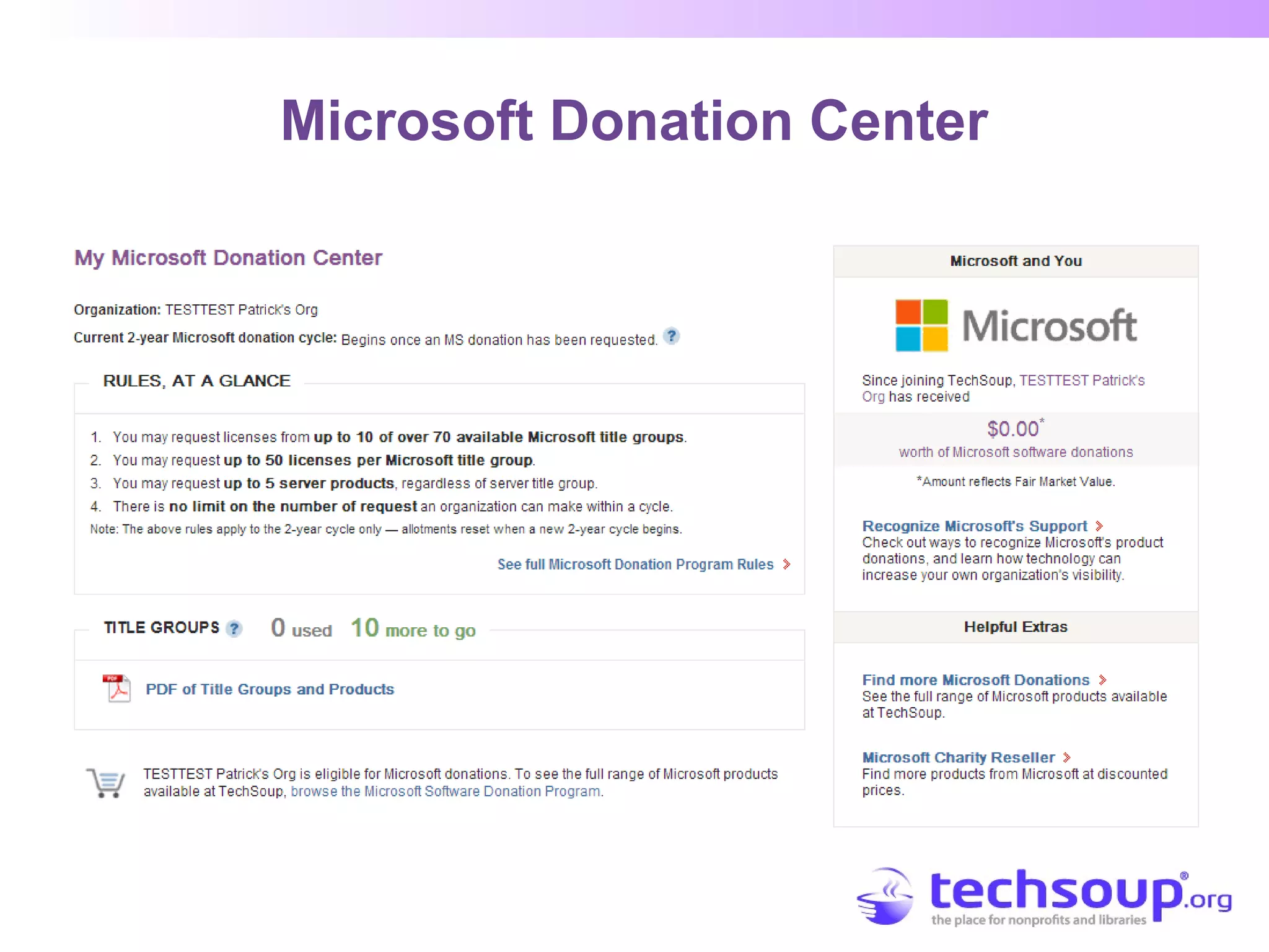 Microsoft Donation Center
 
