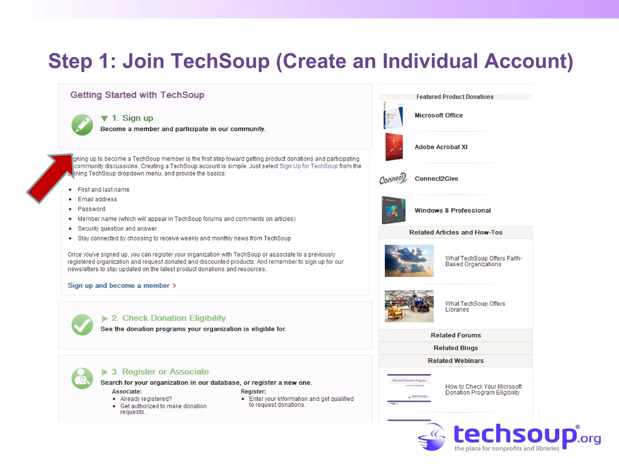 Step 1: Join TechSoup (Create an Individual Account)
 