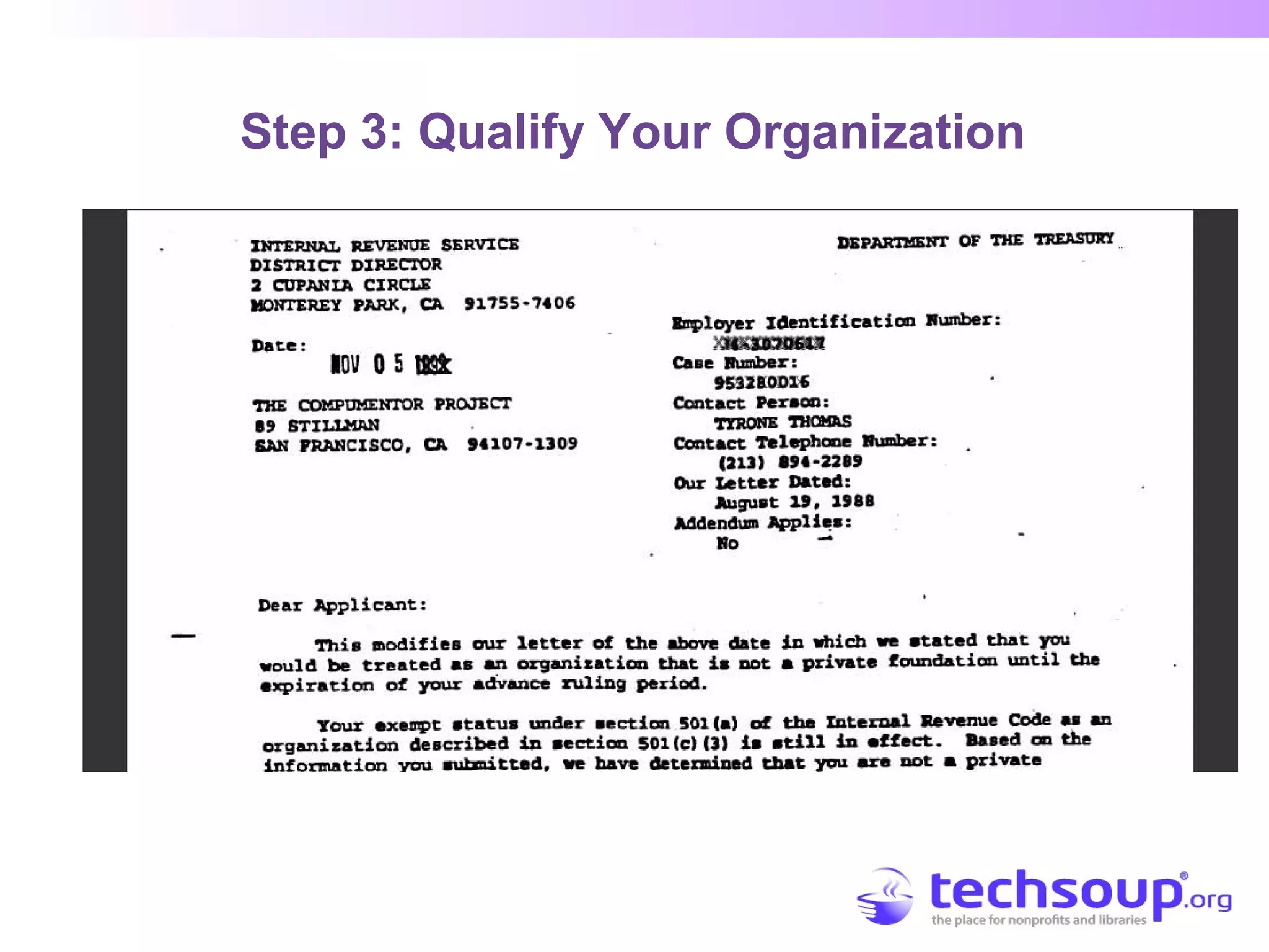 Step 3: Qualify Your Organization
 