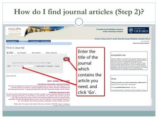 How do I find journal articles (Step 2)?
 