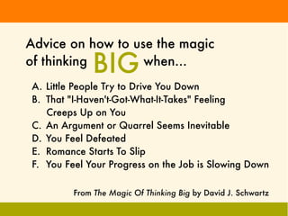 Magic Thinking Example How To Use The Magic Of Thinking Big | PDF