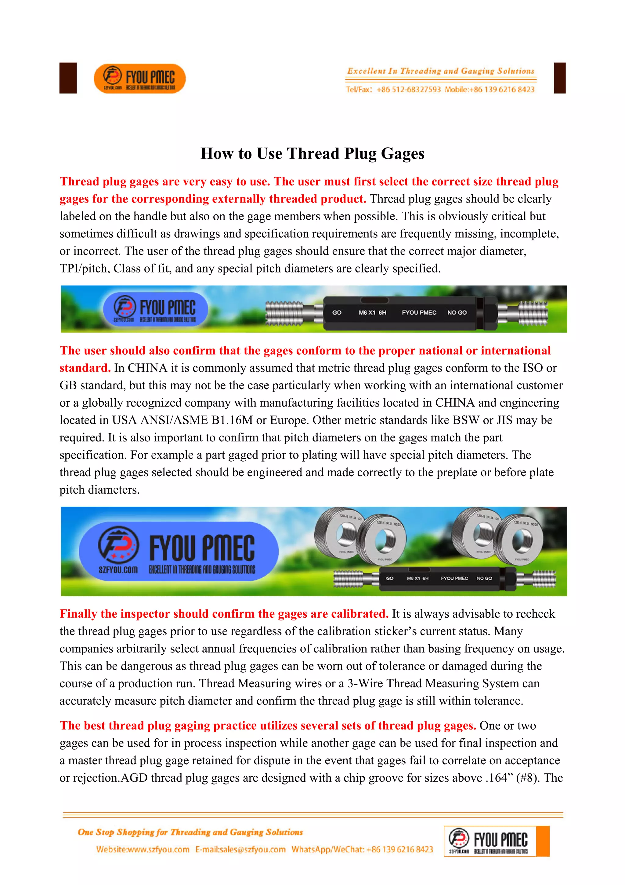 How to use thread plug gages PDF