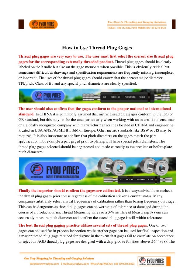 How to use thread plug gages