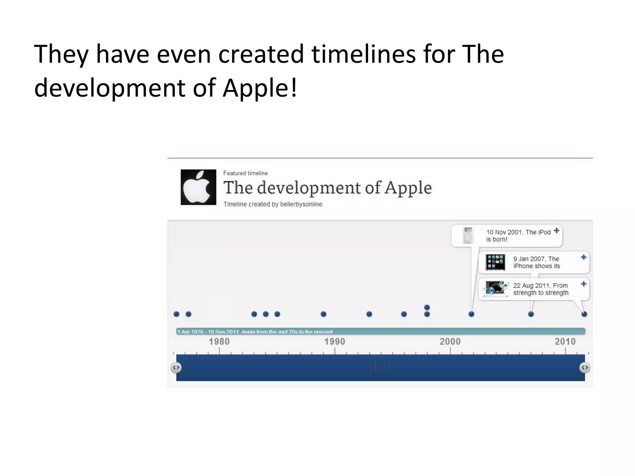 They have even created timelines for The
development of Apple!
 