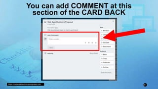 https://remarkablechris.wordpress.com 51
You can add COMMENT at this
section of the CARD BACK
 