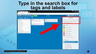 https://remarkablechris.wordpress.com 82
Type in the search box for
tags and labels
 