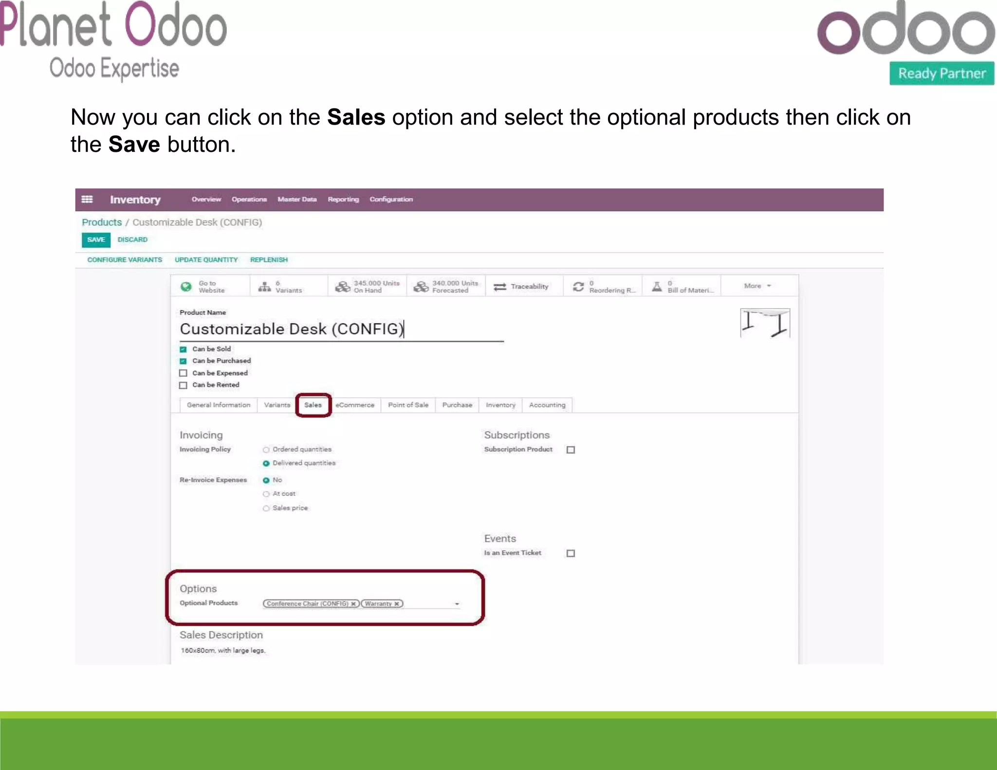 Now you can click on the Sales option and select the optional products then click on
the Save button.
 