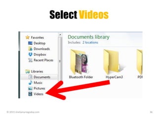 Select Videos
© 2015 sheilamariegodoy.com 36
 