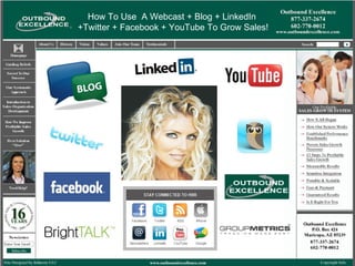 How To Use  A Webcast + Blog + LinkedIn  +Twitter + Facebook + YouTube To Grow Sales! 