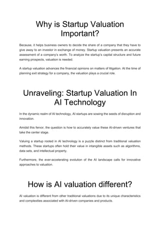 How to Value A Startup in AI Technology | PDF
