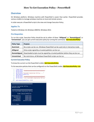 How To View Current Execution Policy PowerShell | PDF