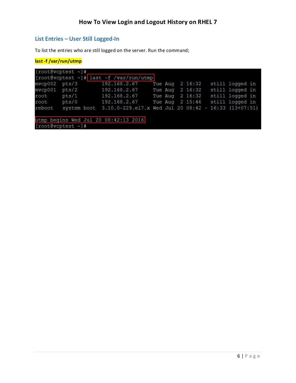 How To View Login History And Logout History On RHEL 7