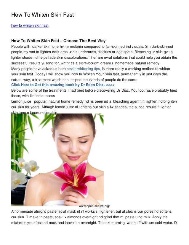 How To Whiten Skin Fast