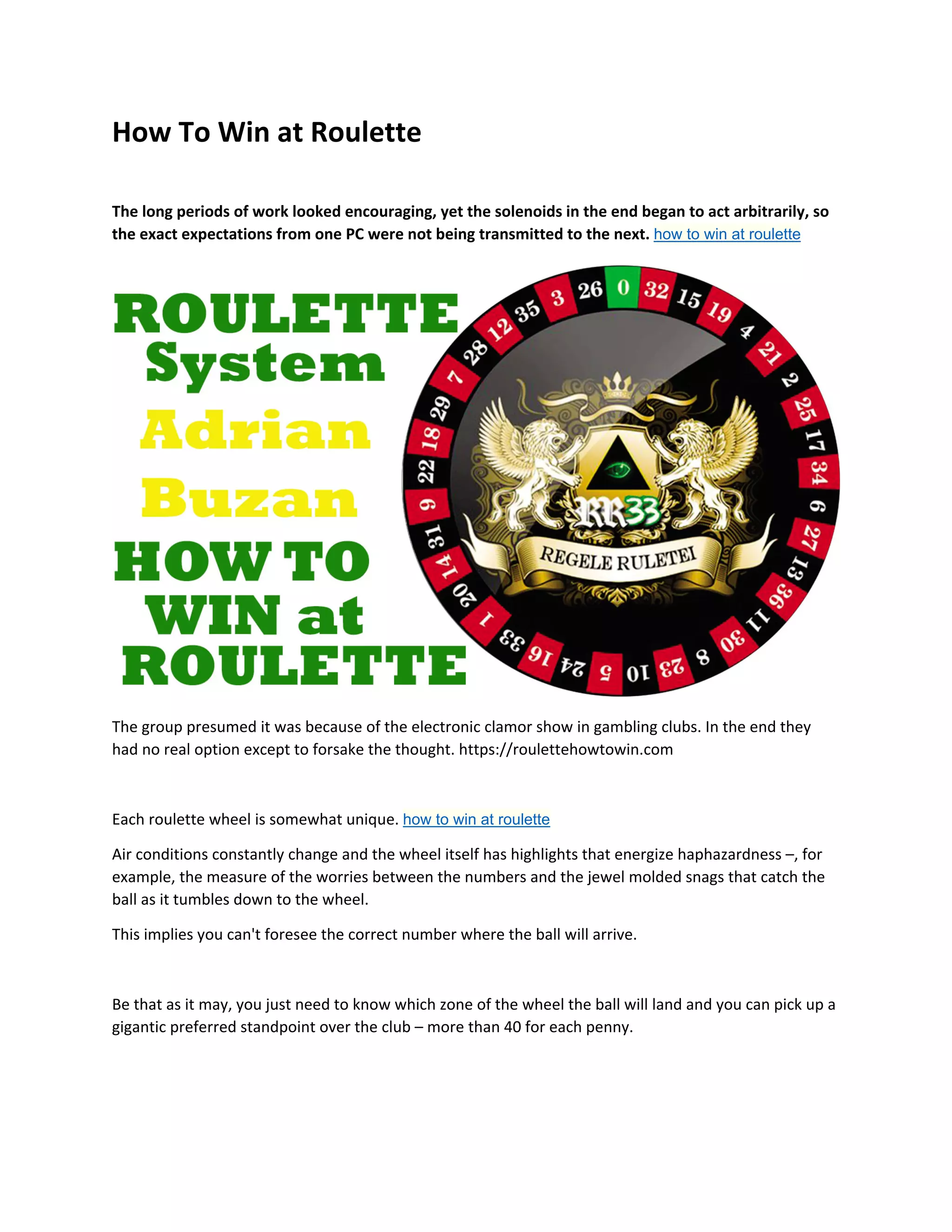 How to win at roulette | PDF