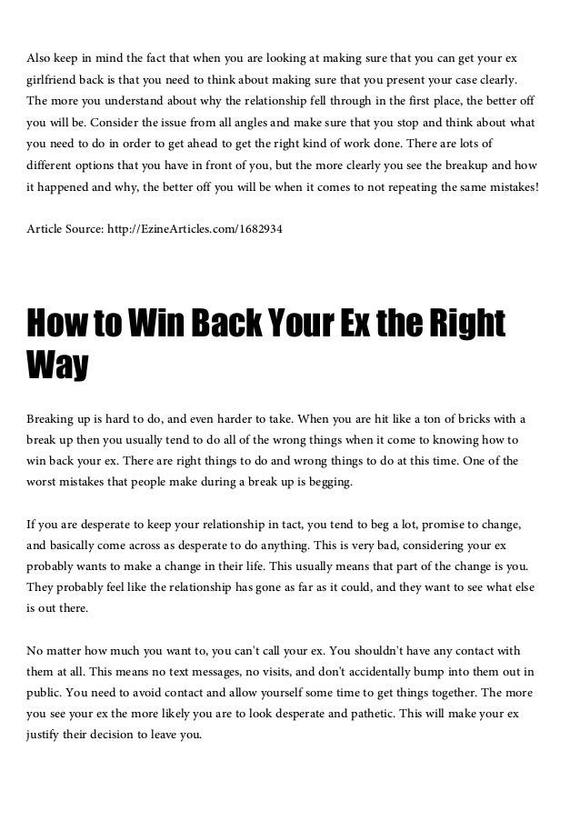 Girlfriend win back ex Guys, This