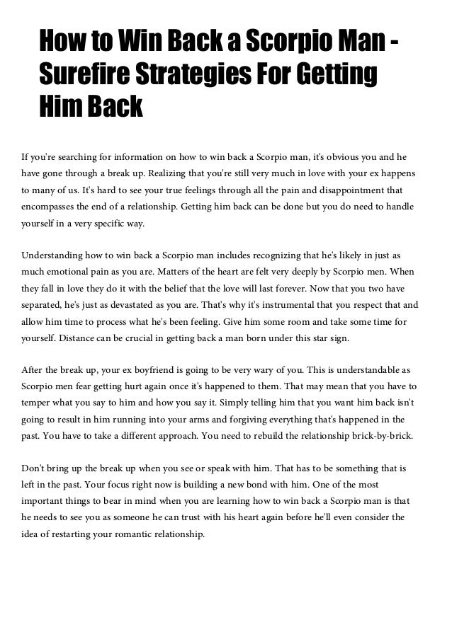 How To Win Back A Scorpio Man Surefire Strategies For Getting Him B